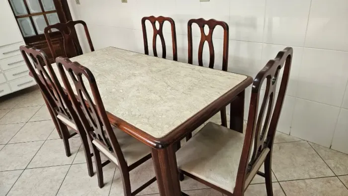 Mesa de Jantar, Travertino, 6 lugares