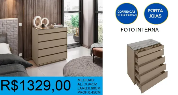 Comoda - com nichos - compre hoje e receba em até 72 horas 