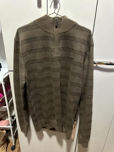 Suéter Masculino Gola Alta com Zíper - Marrom - Tamanho G - Novo