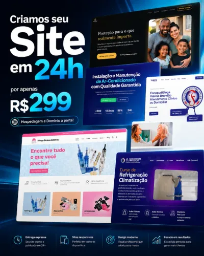 SITE PROFISSIONAL EM 24H POR APENAS R$299