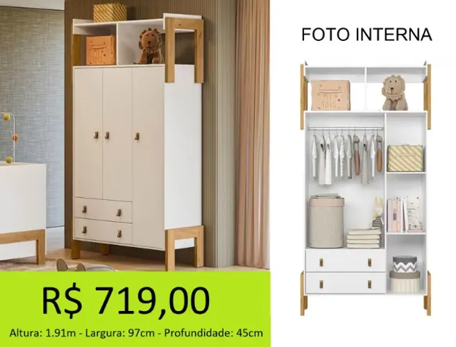 Roupeiro infantil 3 portas - temos a pronta entrega 