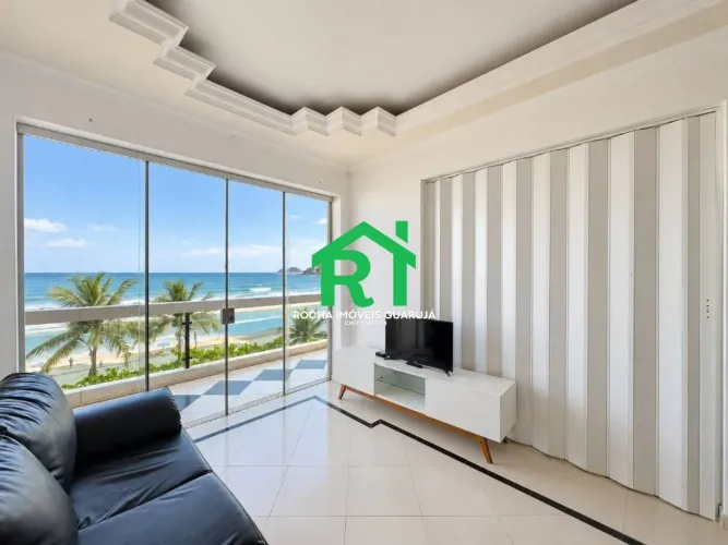 Apartamento frente mar, vista mar com 1 quarto, 1 vaga à venda em Pitangueiras, Guarujá.