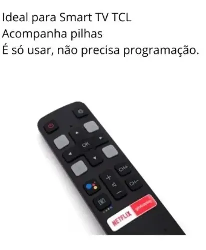 Controle Remoto Para Tv Tcl 4k Smart Android Teclas Netflix E Globoplay 