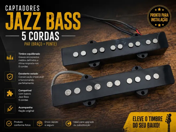 Captadores Jazz Bass 5 Cordas - Par (Braço + Ponte) - Excelente Estado