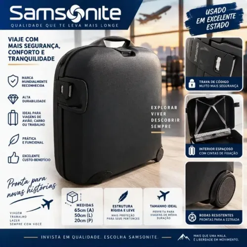Mala de Viagem Samsonite Rígida com Trava de Código 65 x 50 x 20 cm