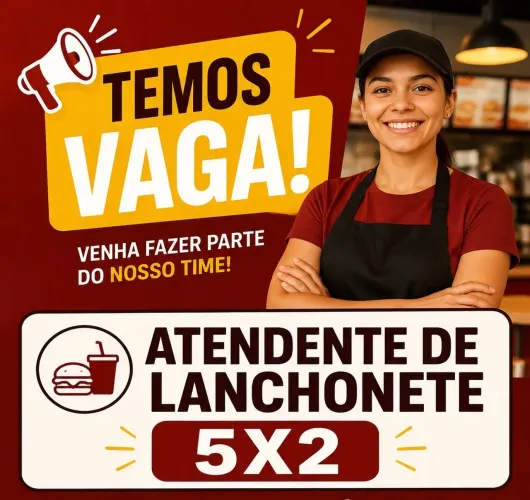 Atendente de lanchonete 5x2 morar no Boqueirão