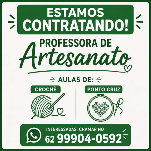 Professora de artesanato croche e ponto cruz