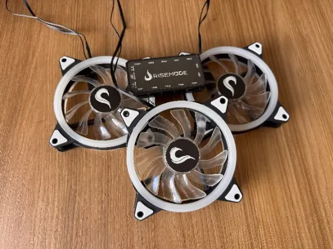 Kit 3 Fans Rise Mode RGB com Controladora para PC