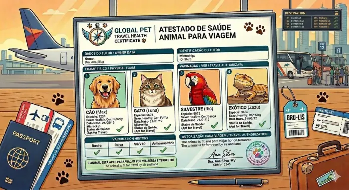 Atestado de saúde veterinário para viagem / Guia de Trânsito Animal (GTA)