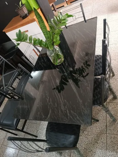 Mesa de Cozinha Marmorizada com 6 Cadeiras Nova na Promoção