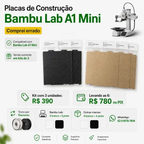 Placas de Construção para Bambu Lab A1 Mini ? Novas e LacradasPlacas de Construção para Ba