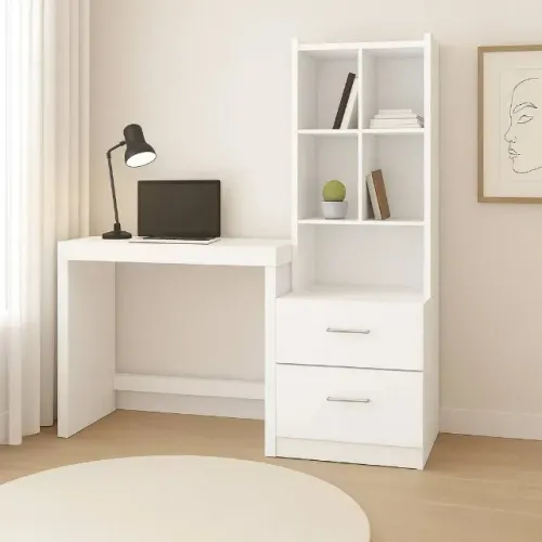 Escrivaninha Silvana Tuboarte: Design Inteligente com 2 Gavetas e 5 Nichos em 100% MDF