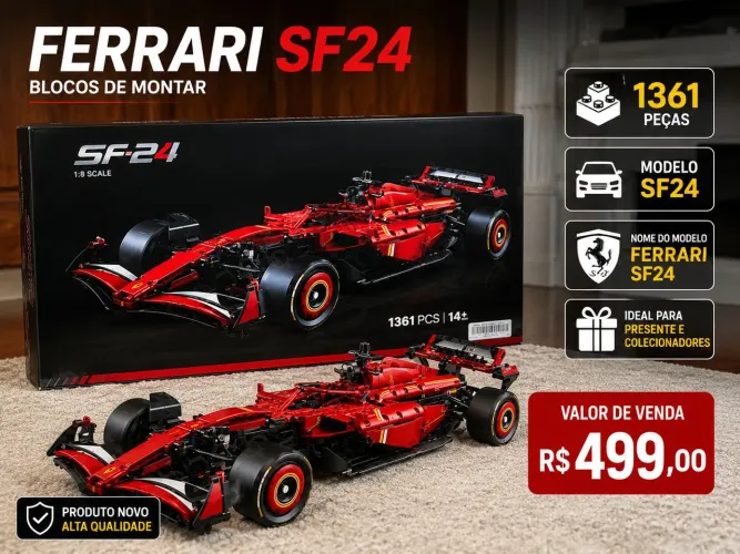 Blocos de Montar Tipo Lego Ferrari SF24 1.361 Peças