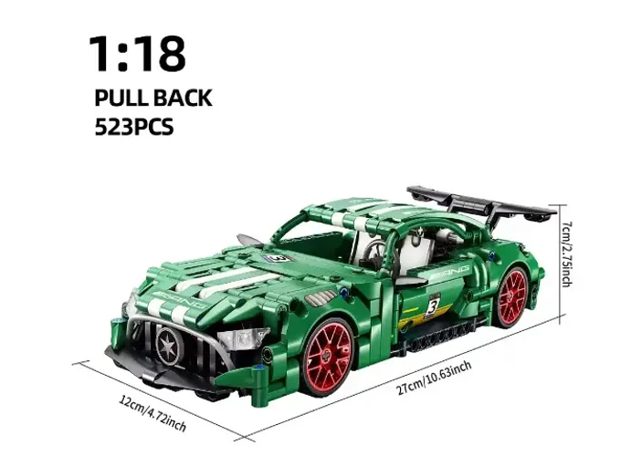 Carro de Corrida Blocos De Montar 1/18 456 Peças