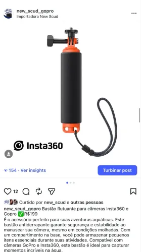 Bastão flutuante para câmeras Insta360