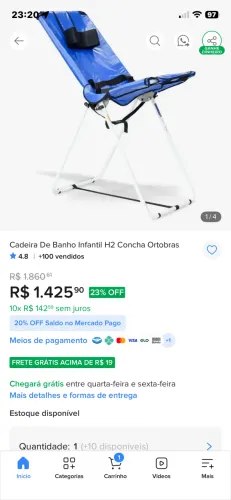 Cadeira banho concha ortobras