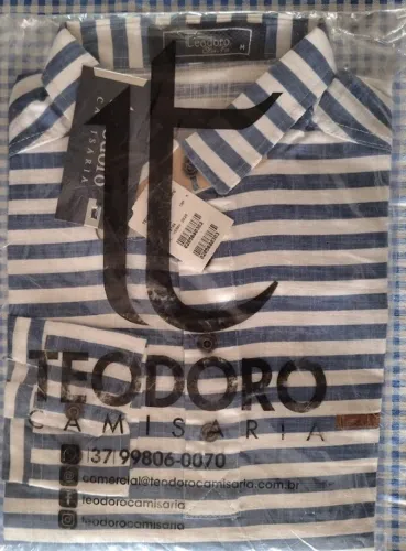 Bata Manga Longa Masculina Flamé Algodão Listrada Maiorca. LACRADA!