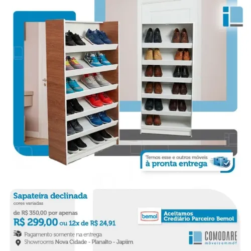 Sapateira Declinada Multiuso | Organizador de Calçados | Cores Variadas