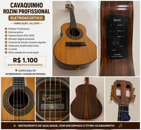 Cavaquinho Rozini Profissional Eletroacústico