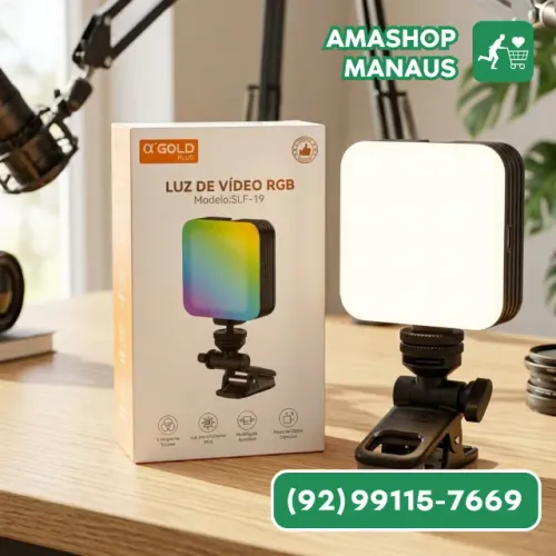 Mini Iluminador LED Colorido RGB Portátil Recarregável