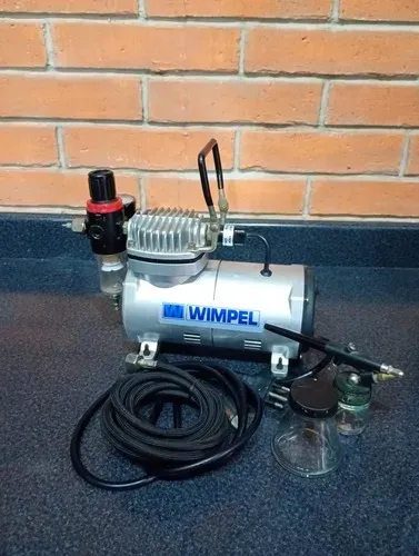Kit Compressor Prof. Wimpel + Aerógrafo (usado) Prateado