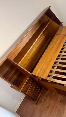 CAMA QUEEN COM BAÚ E GAVETAS PARA CHACARÁ | FAZENDA - MADEIRA IMBUIA