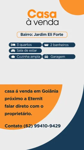 Casa com 3 quartos um suite, localizada no Jardim Eli Forte Goiânia