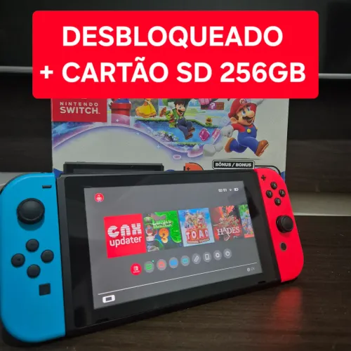 NINTENDO SWITCH V2 - 256GB DESBLOQUEADO