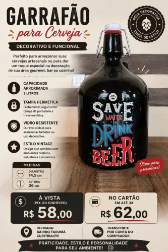 GARRAFÃO PARA CERVEJA - DECORATIVO E FUNCIONAL