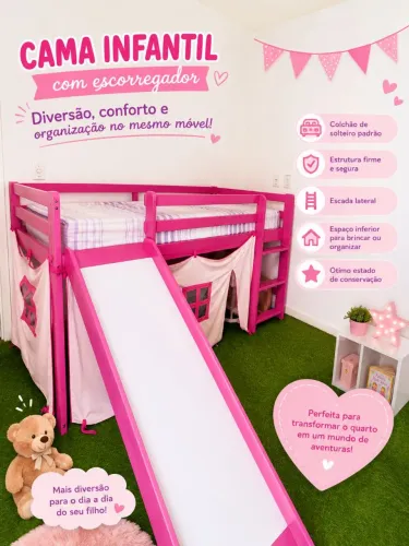 Cama infantil com escorregador 