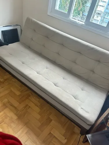 Sofá-Cama Casal Premium 3 Lugares Mobly - Suede Bege