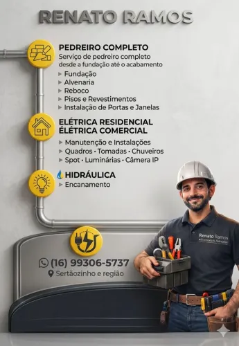 Pedreiro, eletricista e encanador