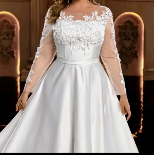 Vestido de noiva em cetim.