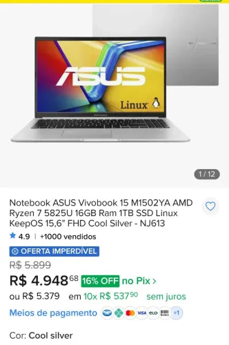 NOTEBOOK ASUS VIVOBOOK 15