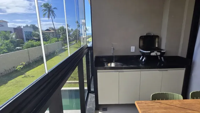 Flat mobiliado pronto para uso e rentabilidade à beira-mar de Muro Alto