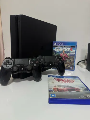Ps4 Slim + 2 Controles + 18 Jogos