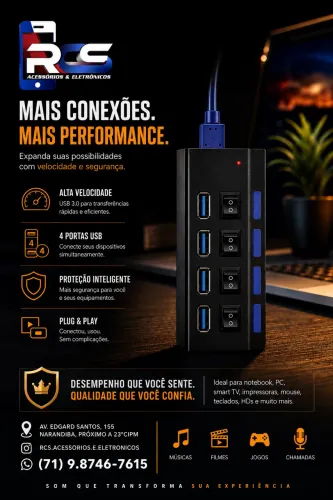 Hub USB 3.0 4 portas