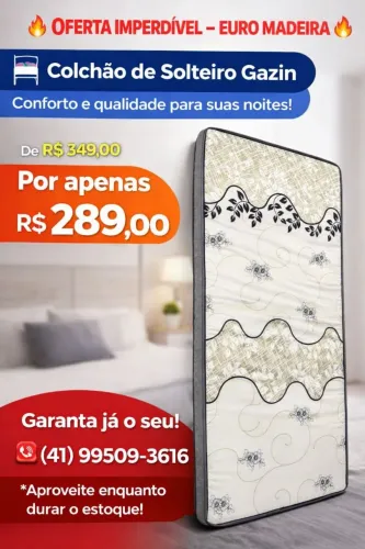 Colchão de solteiro Gazin- Novo
