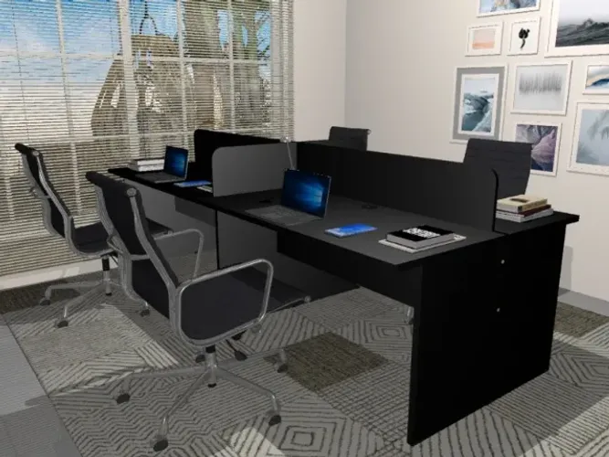 Plataforma Top Black Work Alto Padrão. L1800cm x P120cm x A104cm. Com Tomadas