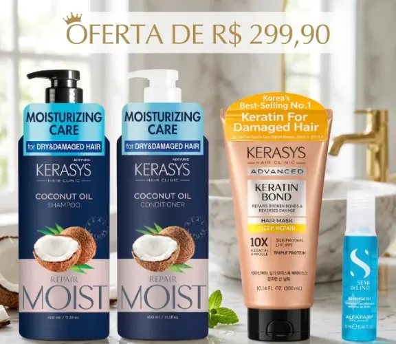 Kit Capilar Kerasys Coconut Grande 400ml + Máscara + Sérum - NOVO