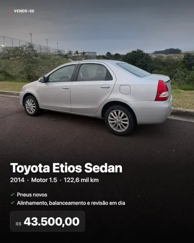 Toyota Etios XLS Sedan 1.5 Flex 16V 4P Mec. 2014
