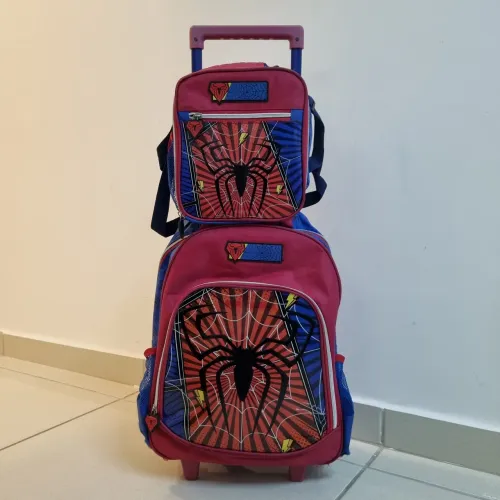 Mochila Escolar de Rodinha e Lancheira Infantil - Homem Aranha - Menino