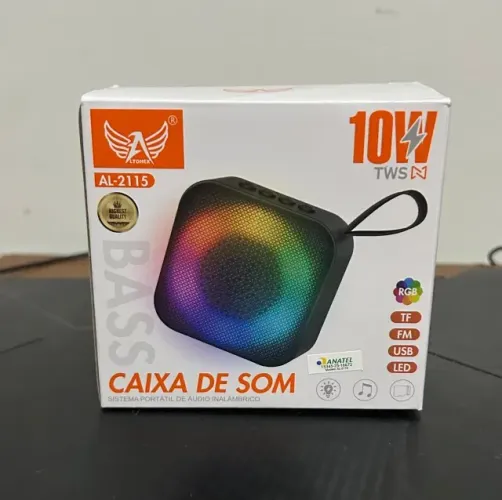 Caixa De Som Bluetooth Portátil 10W TWS Led RGB Nova