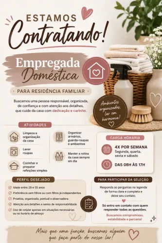 Vaga para domestica