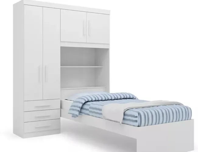 Guarda roupa Solteiro com cama acoplada 