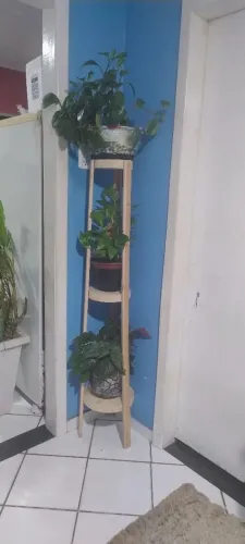 Promoção!Suporte de madeira triplo para plantas. 199,00