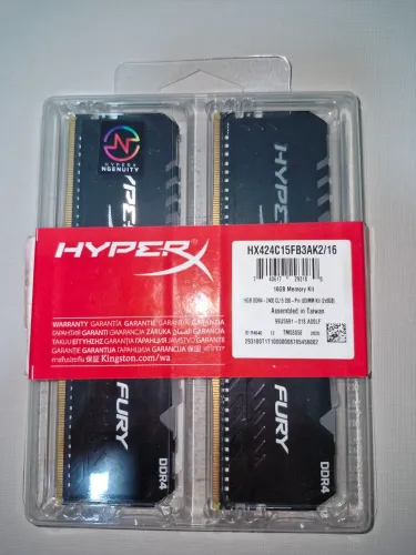 Kit Memória RAM HyperX Fury DDR4 16GB (2x8GB) 2400MHz - Caixa Original<br>