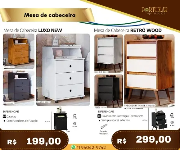 Mesa de cabeceira, a pronta entrega