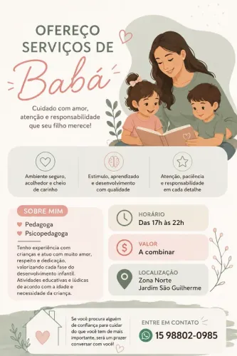 Babá zona norte de Sorocaba 