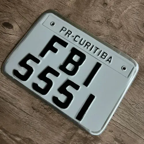 Placa Cinza Alumínio Alto Relevo Moto